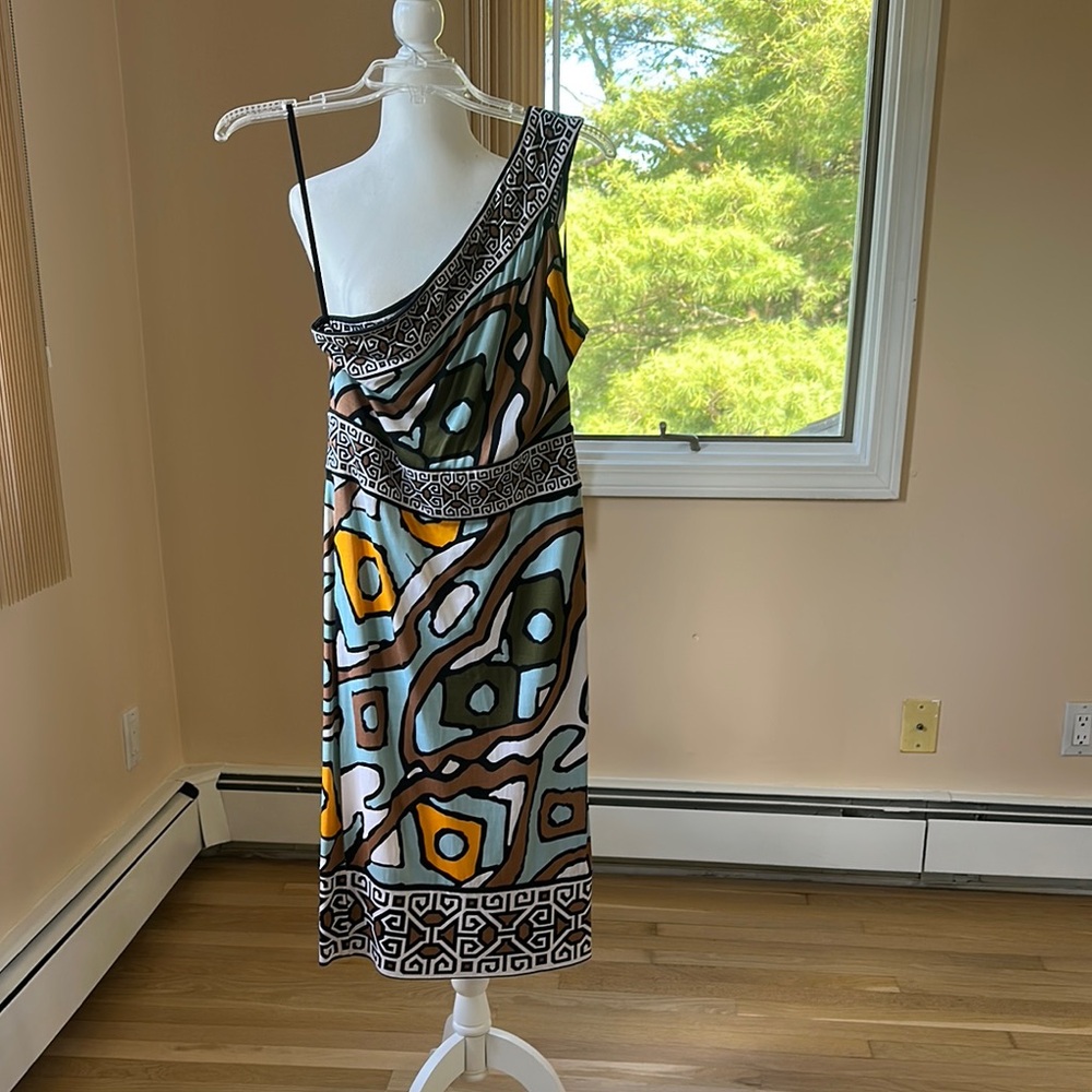 Diane Von Furstenberg Asymmetrical Black and White One-Shoulder Sundress